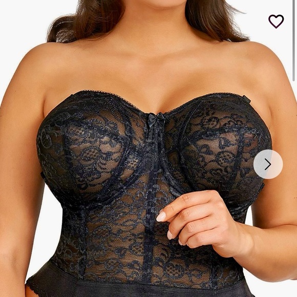 Goddess Other - NWT Goddess Black Lace Strapless Bustier Bra #GD0689 with Optional Straps Sz 44C